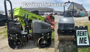 Road roller and paving equipment for rent in Greenwood Indiana for professional paving services